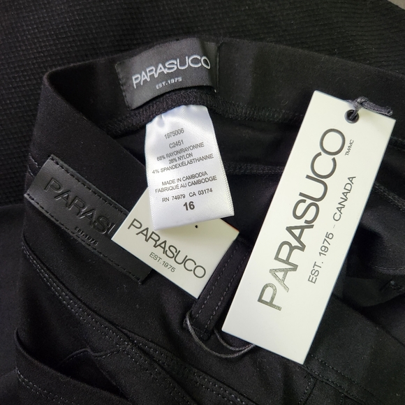 Parasuco • Black Rayon Straight Leg Pants, size 16, NEW - Picture 3 of 4